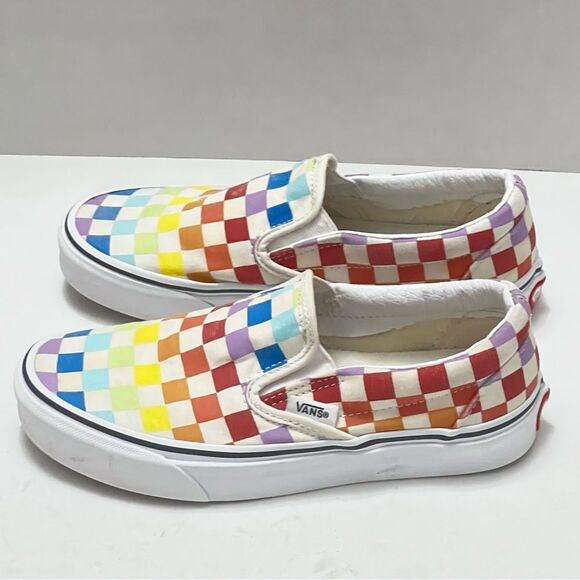 Vans Checkered Shoes Women’s Sz 5 Canvas Colorful Classic Skate Slip-On Casual - Picture 3 of 13